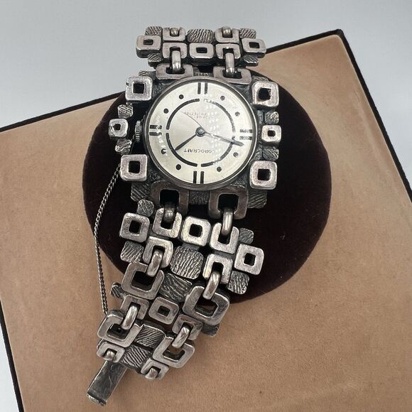 COROCRAFT Watch 17 jewels Crack But Works! Wind Up Watch Vintage Geometric - Picture 3 of 8
